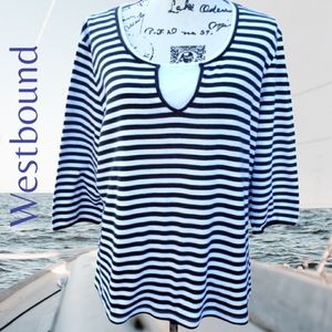 Womens Westbound Blk/Wht Striped Top